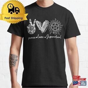 Peace Love Supernatural Retro T-t-shirt Mystery Movie T-shirt Unisex
